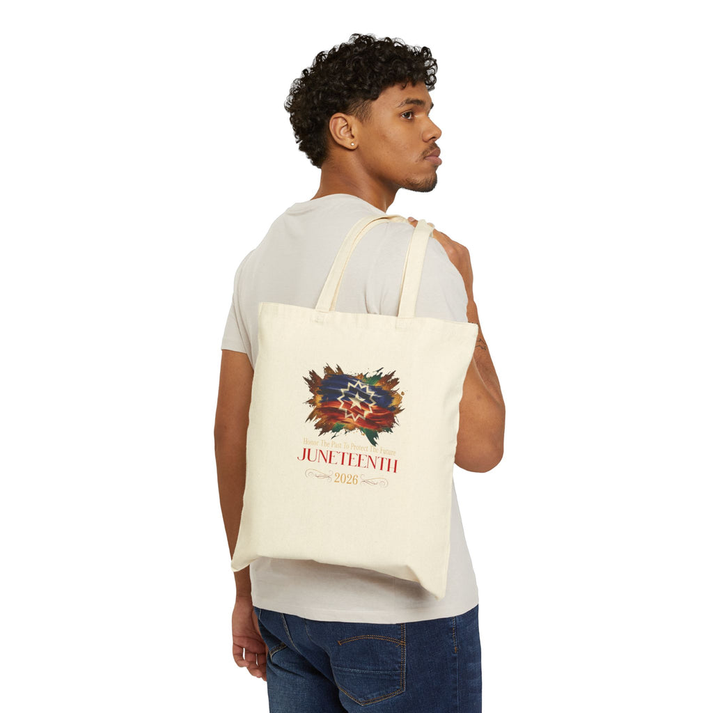 Juneteenth Flag Celebration Cotton Canvas Tote Bag | Juneteenth Tote
