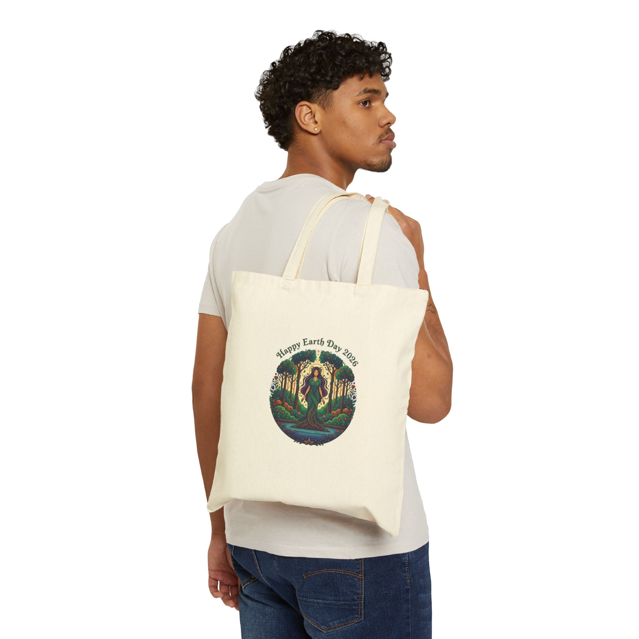 Earth Day 2026 Goddess Illustration Tote Bag | Eco Nature Canvas