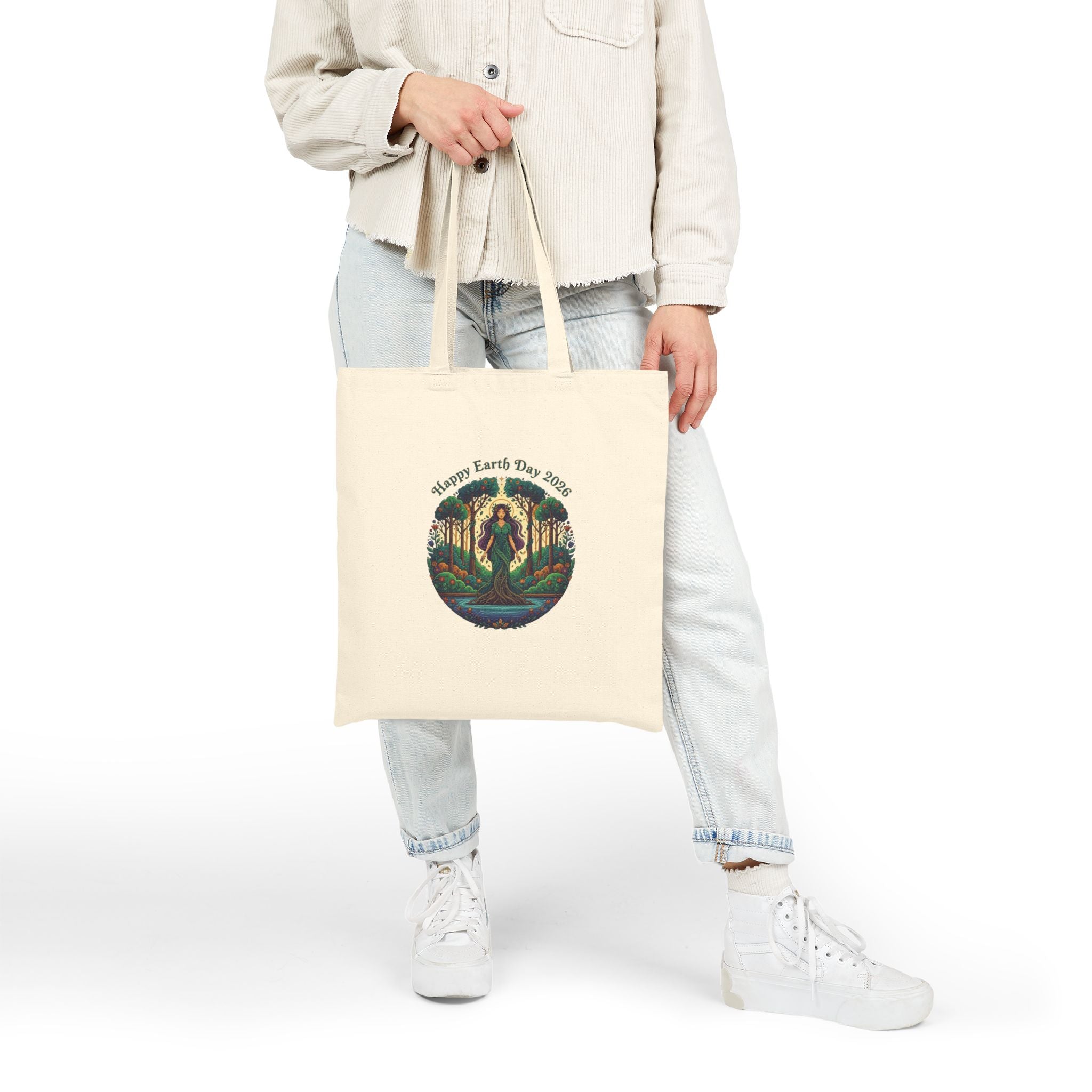 Earth Day 2026 Goddess Illustration Tote Bag | Eco Nature Canvas