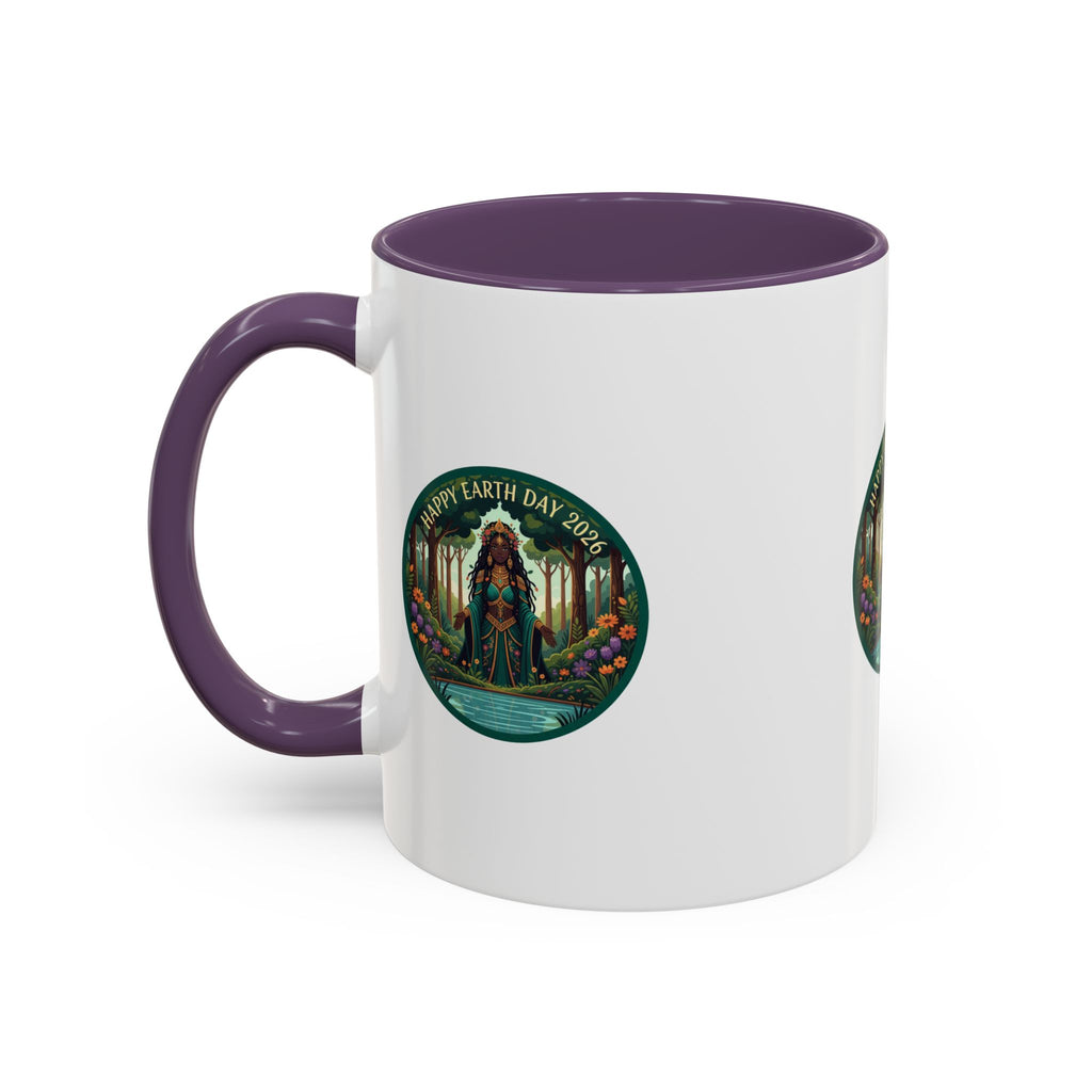 Earth Day Goddess Accent Mug | Floral Forest Illustration
