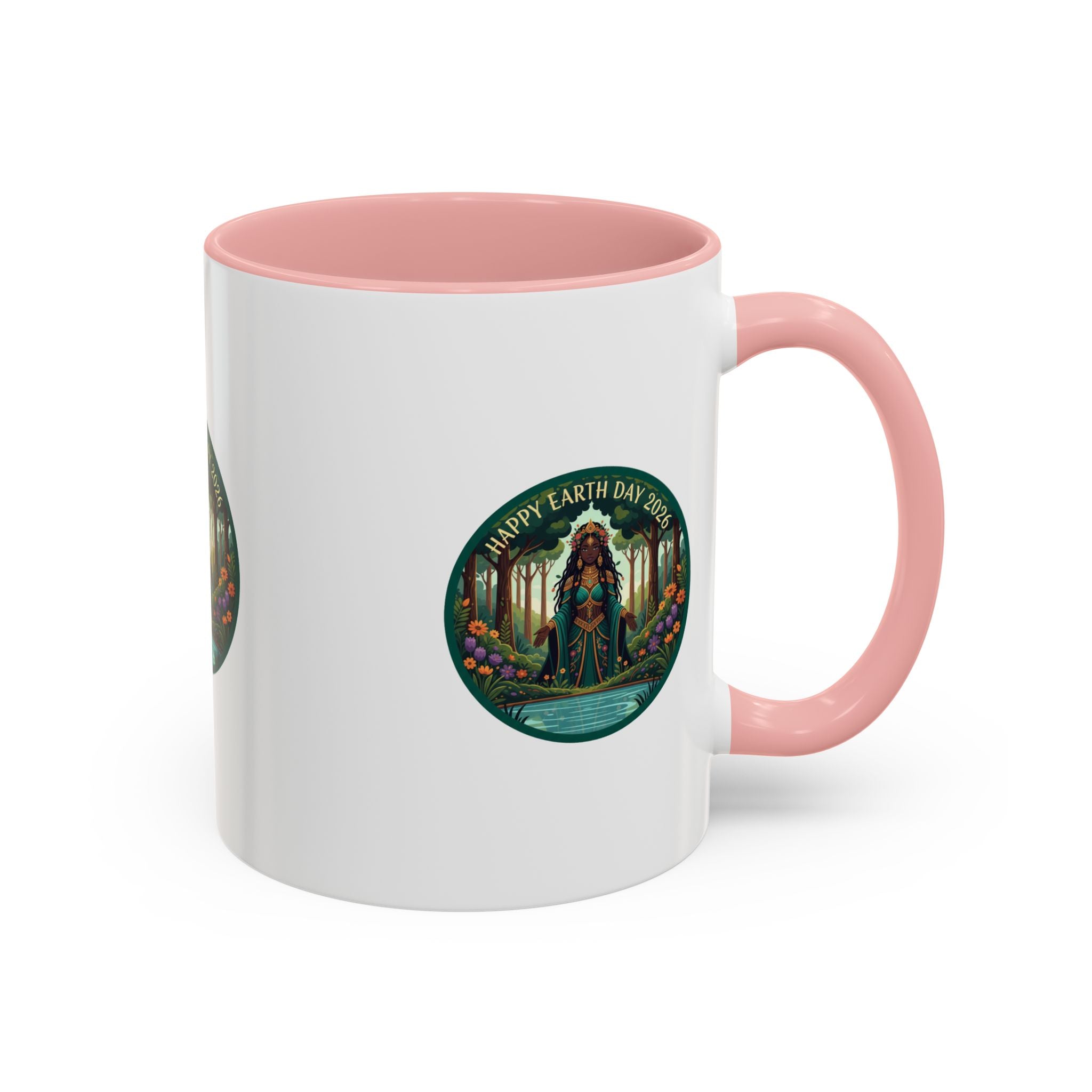 Earth Day Goddess Accent Mug | Floral Forest Illustration