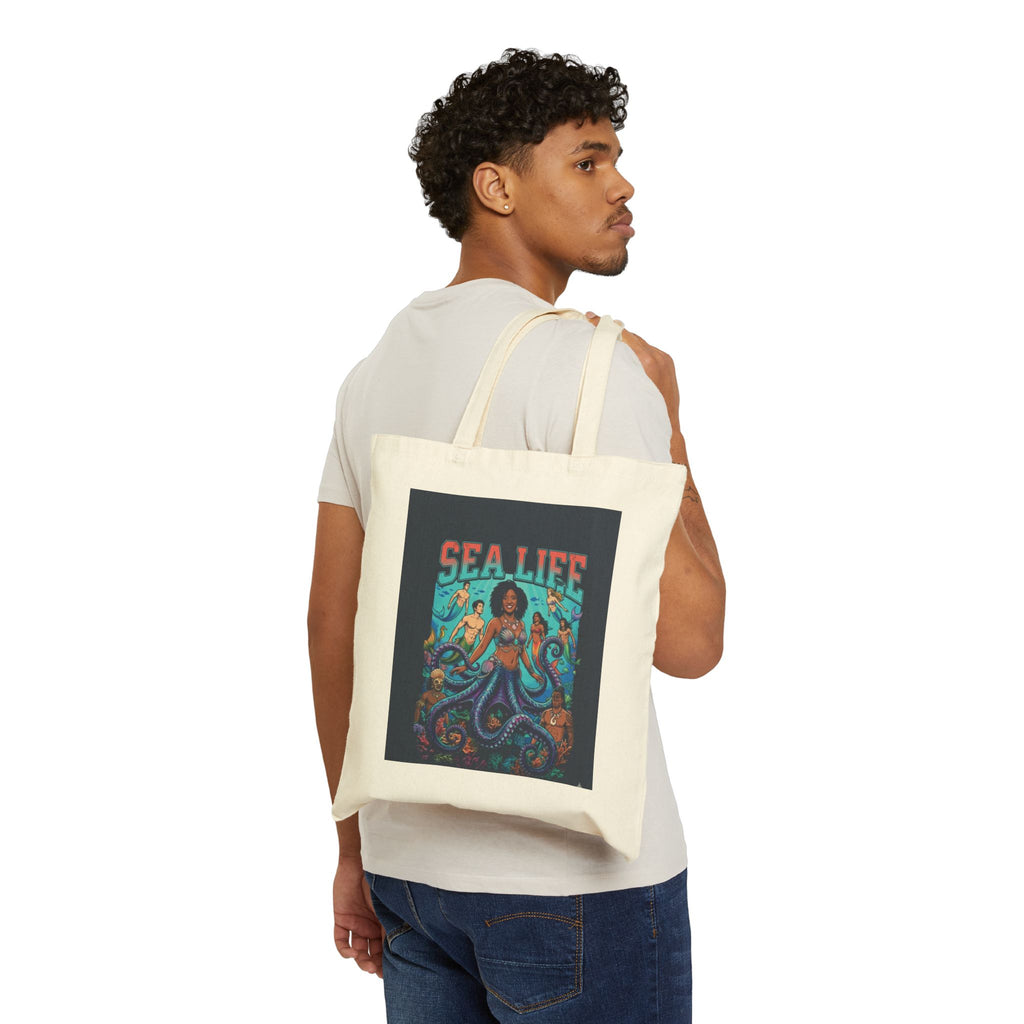 Sea Life Octopus Merfolk Tote Bag | Ocean Illustration Canvas Tote
