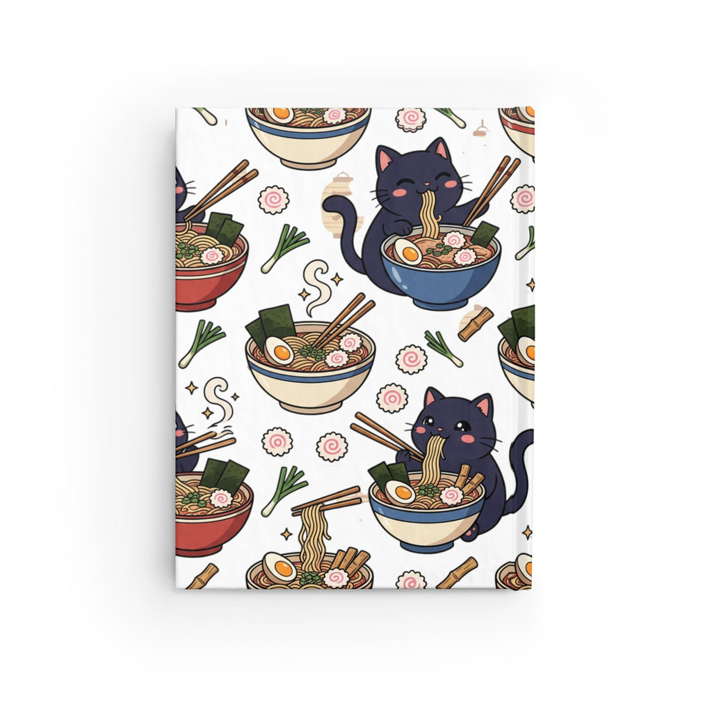 Cat Eating Ramen Journal | Ruled Lined Notebook