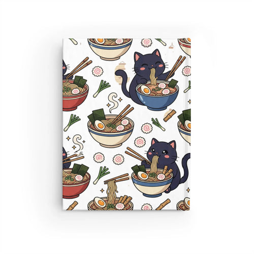 Cat Eating Ramen Journal | Ruled Lined Notebook Printify
