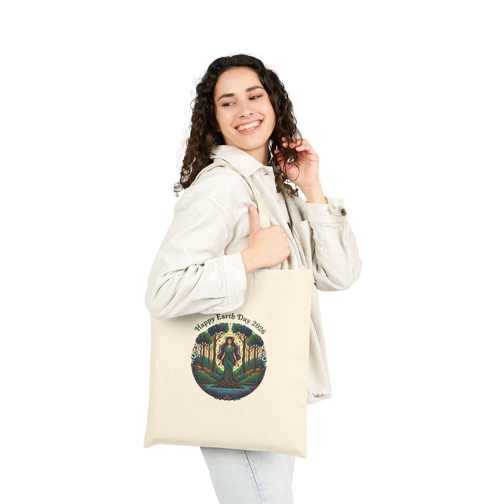 Earth Day 2026 Goddess Illustration Tote Bag | Eco Nature Canvas