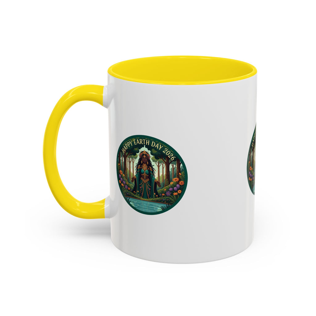 Earth Day Goddess Accent Mug | Floral Forest Illustration