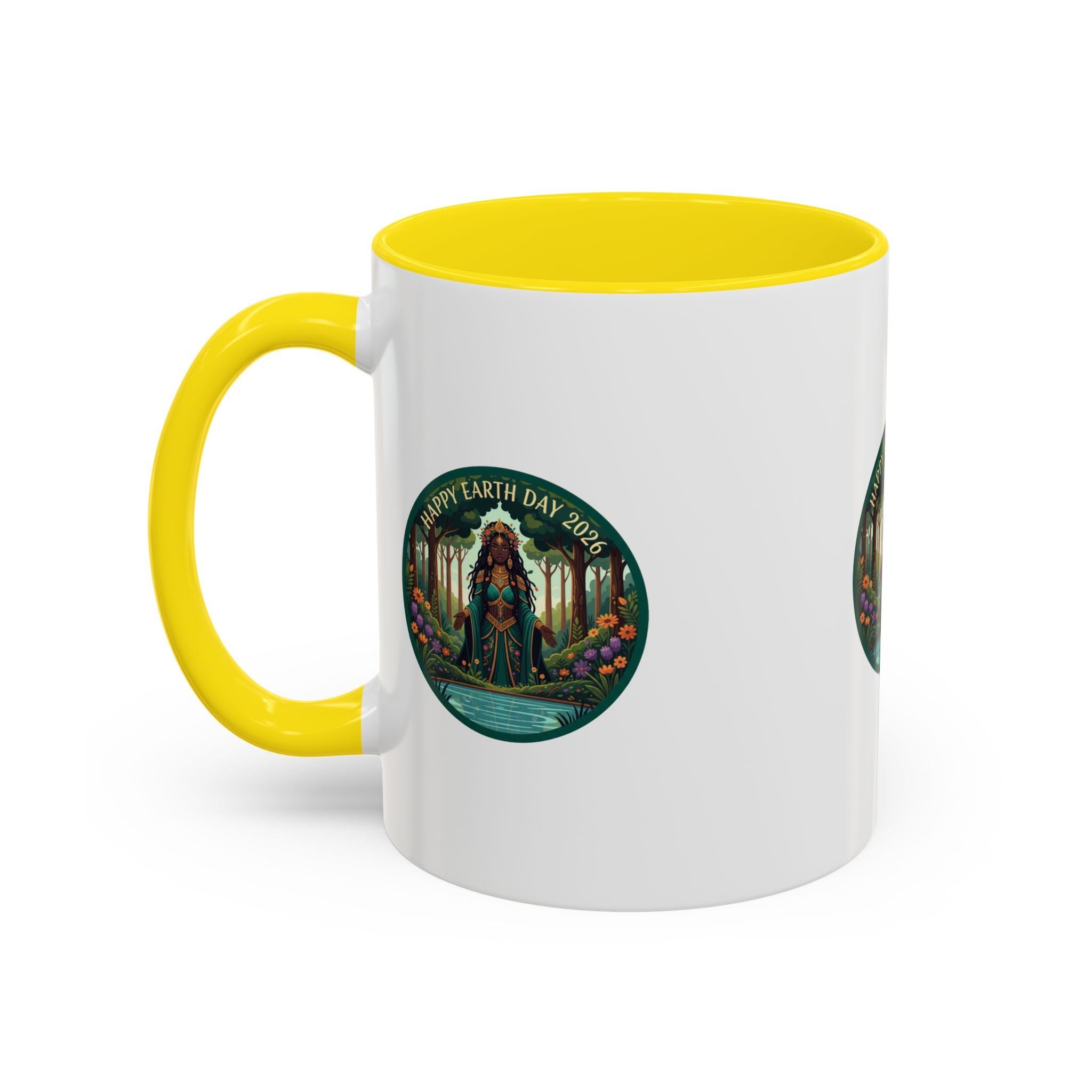 Earth Day Goddess Accent Mug | Floral Forest Illustration