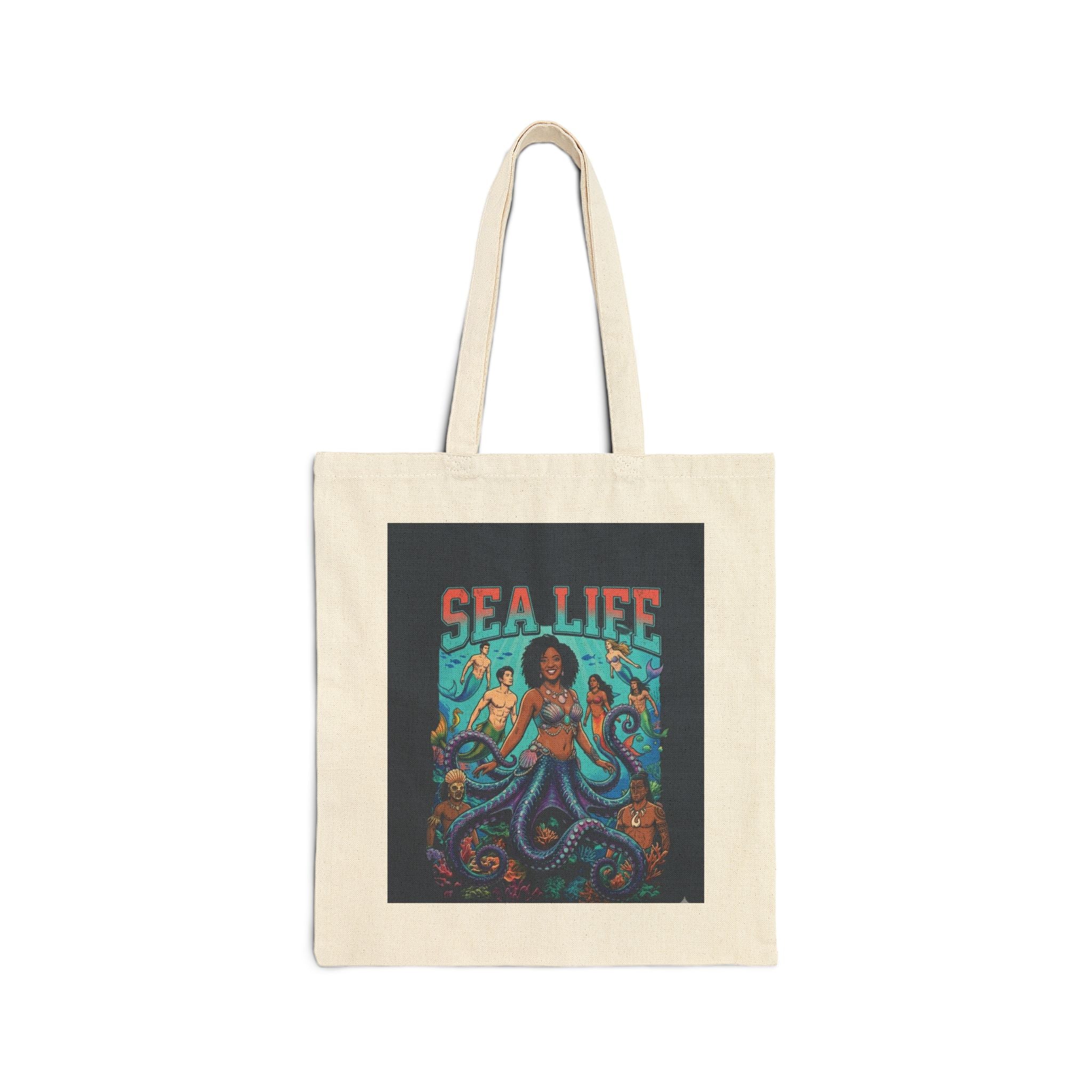 Sea Life Octopus Merfolk Tote Bag | Ocean Illustration Canvas Tote