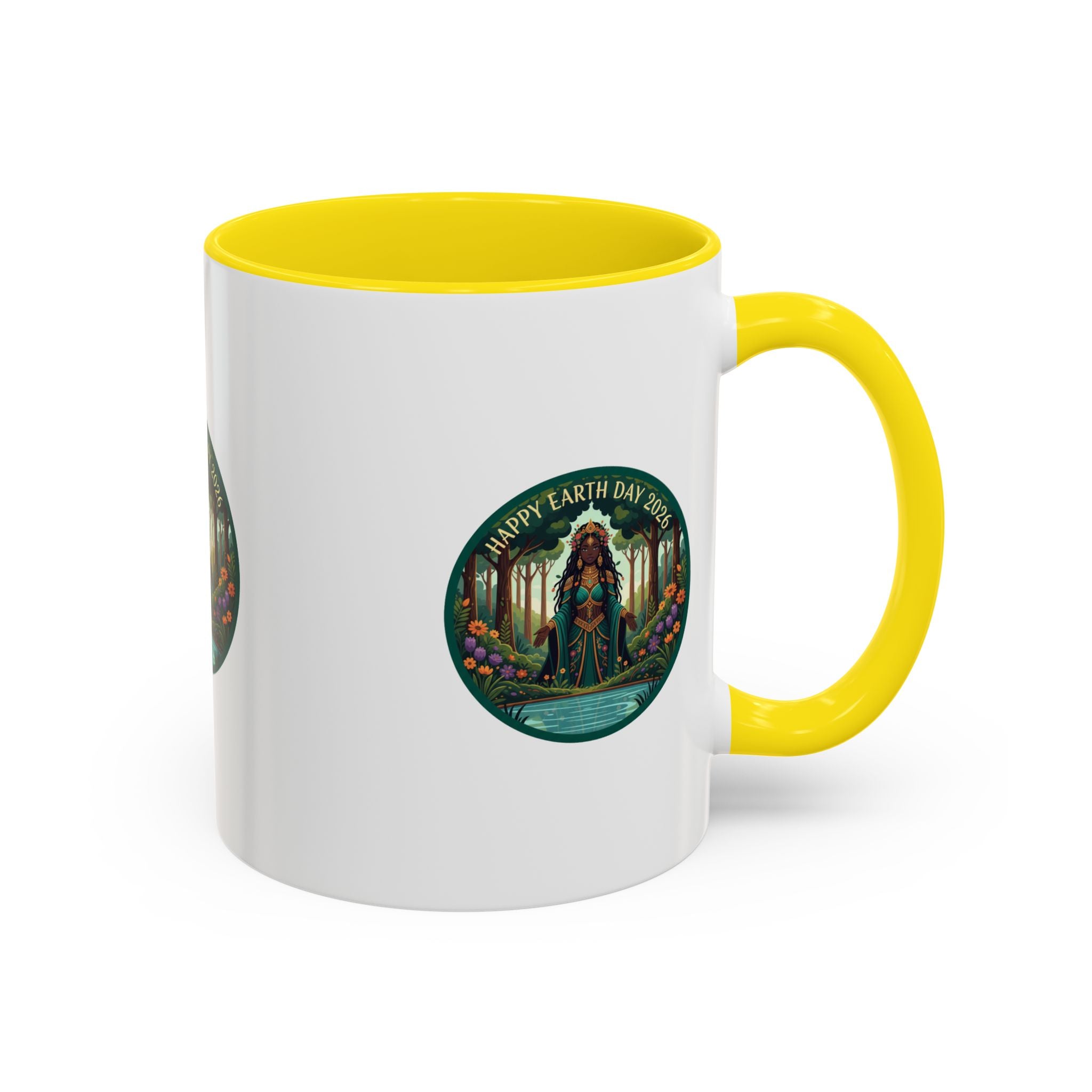 Earth Day Goddess Accent Mug | Floral Forest Illustration