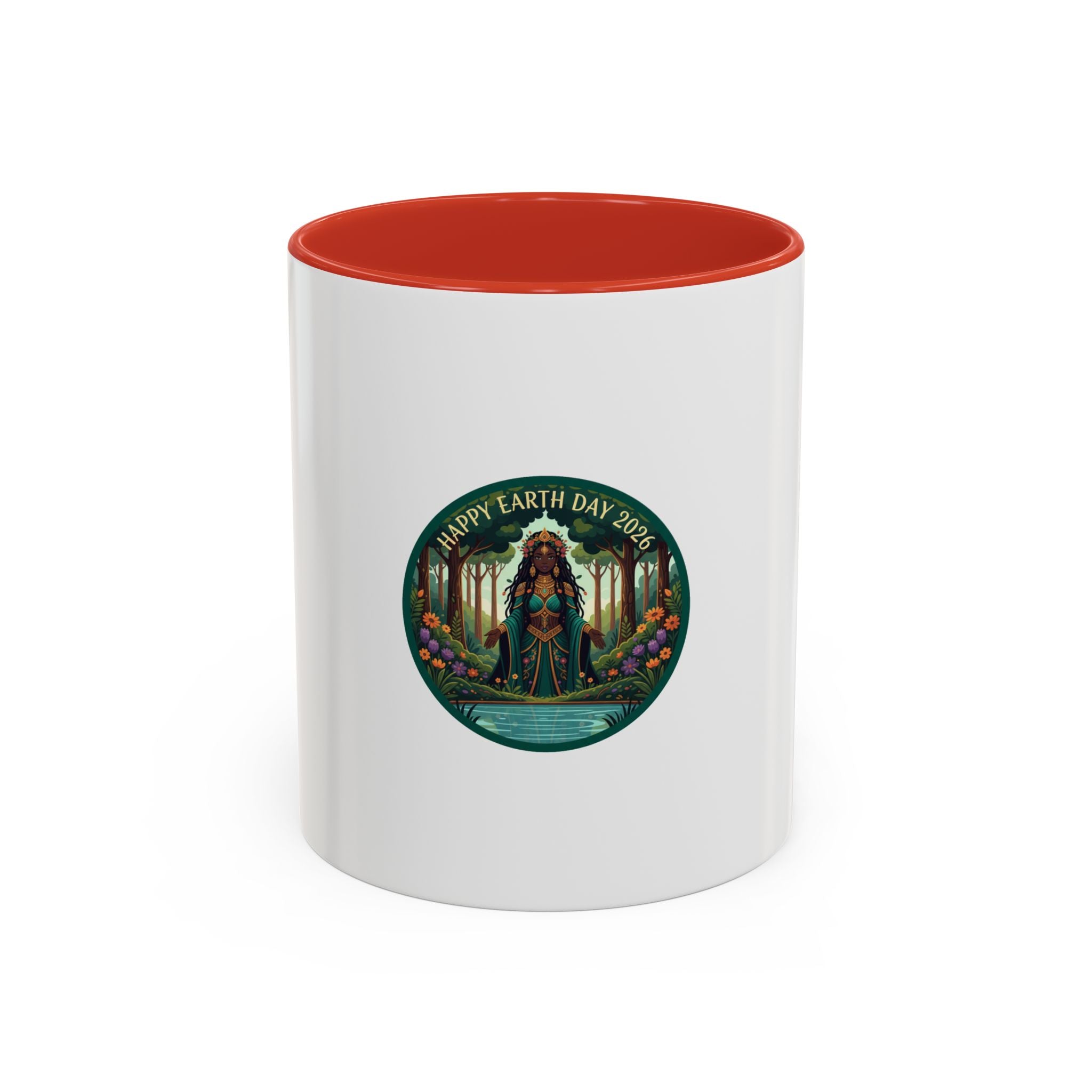 Earth Day Goddess Accent Mug | Floral Forest Illustration