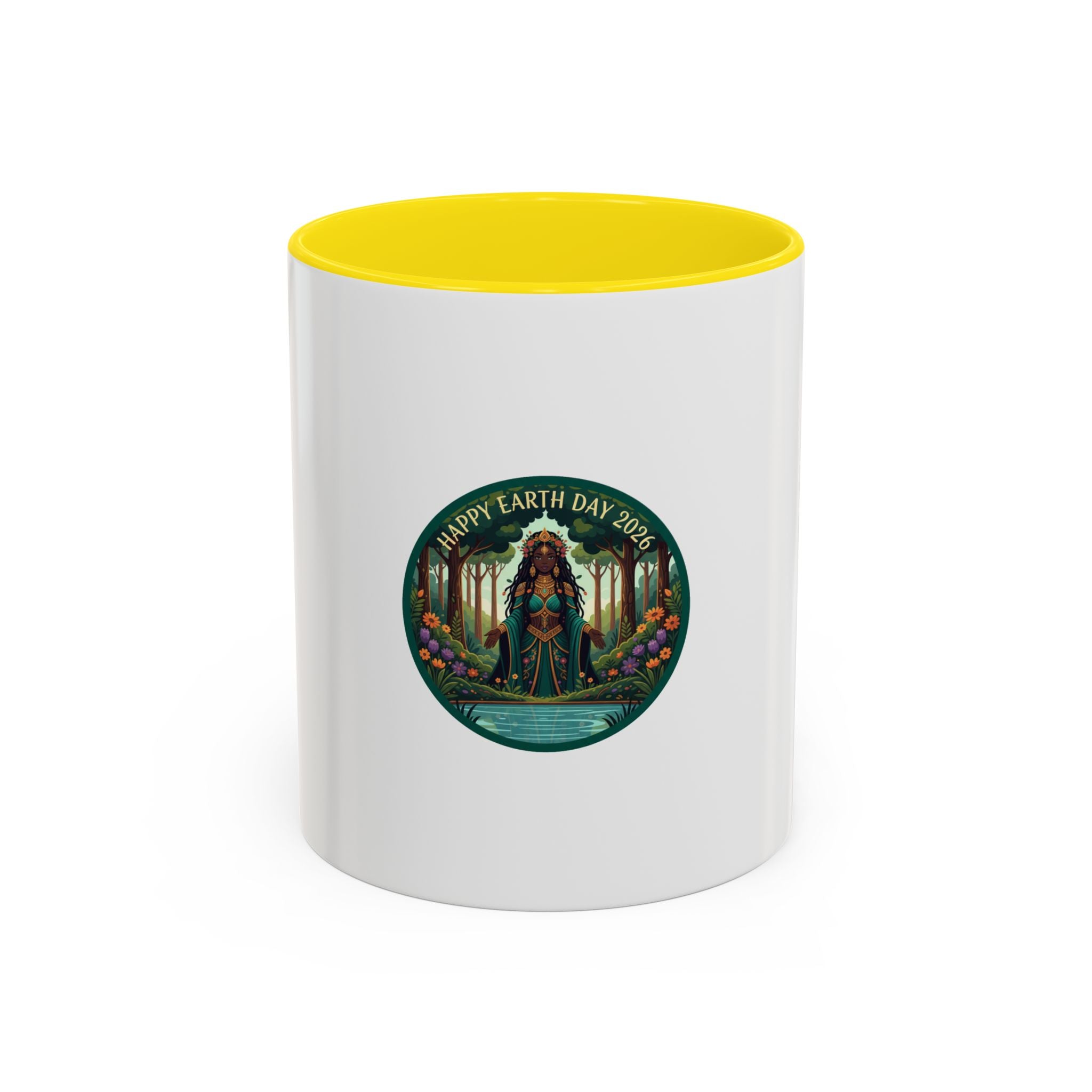 Earth Day Goddess Accent Mug | Floral Forest Illustration