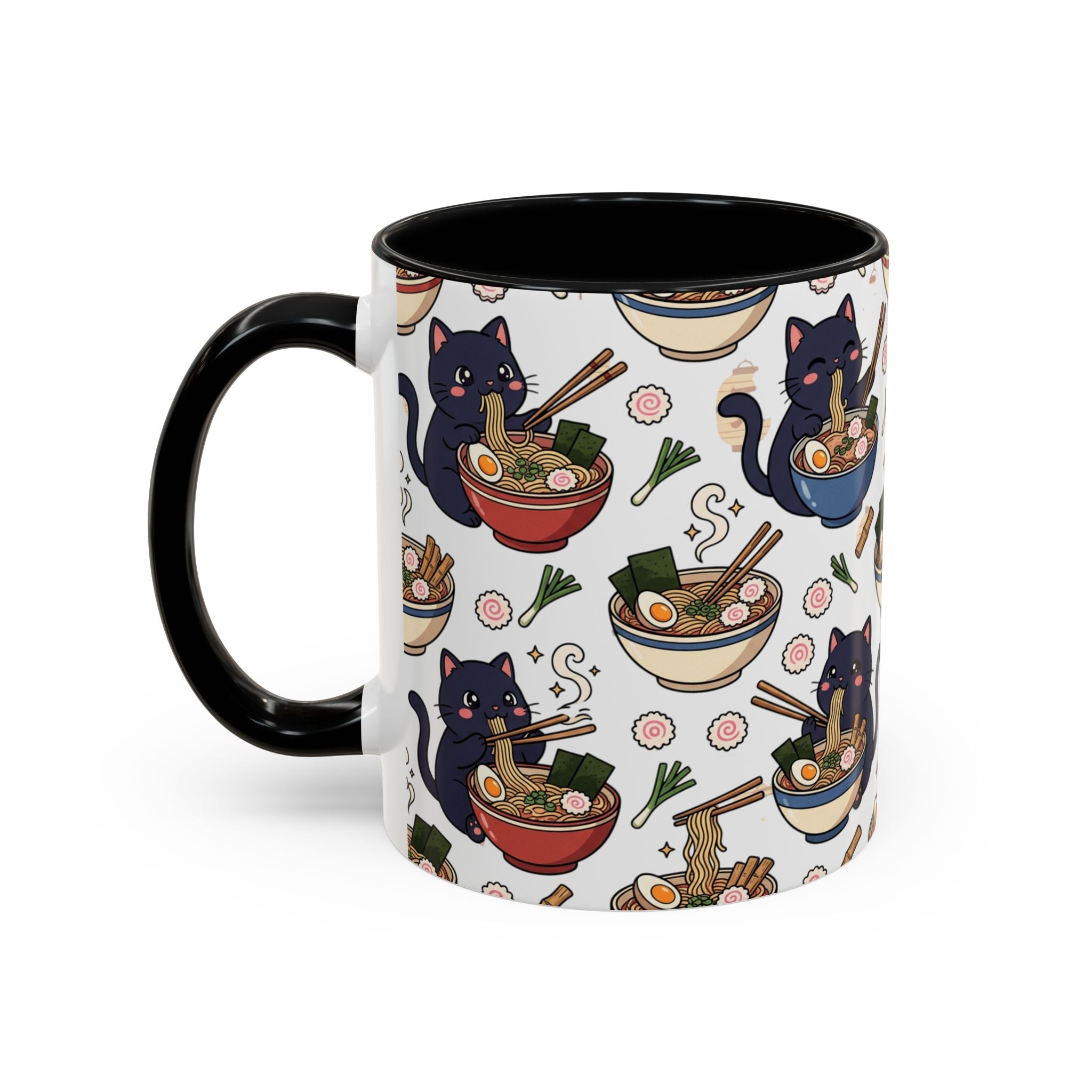 Kawaii Black Cat Ramen Mug | Accent Coffee Mug