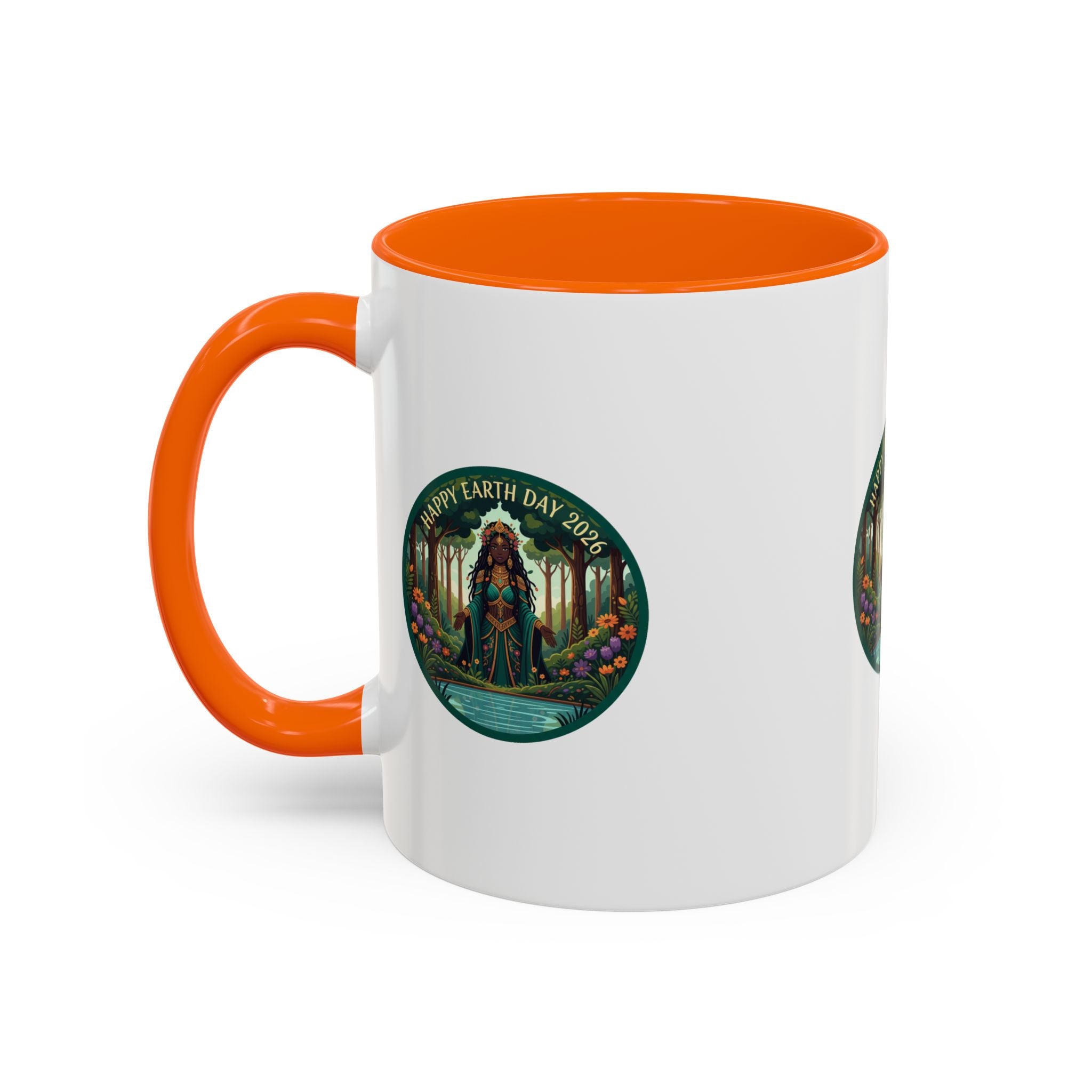 Earth Day Goddess Accent Mug | Floral Forest Illustration