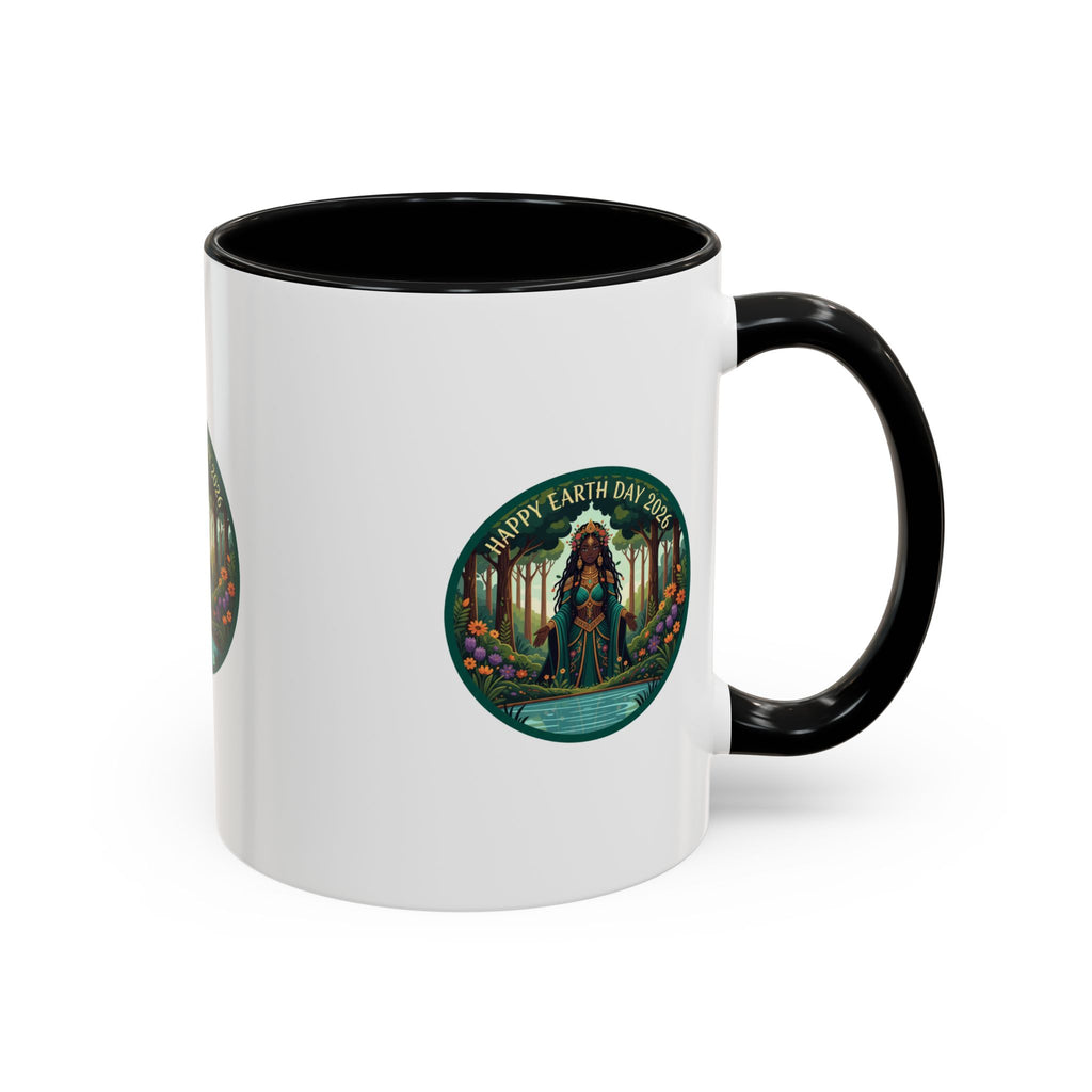 Earth Day Goddess Accent Mug | Floral Forest Illustration