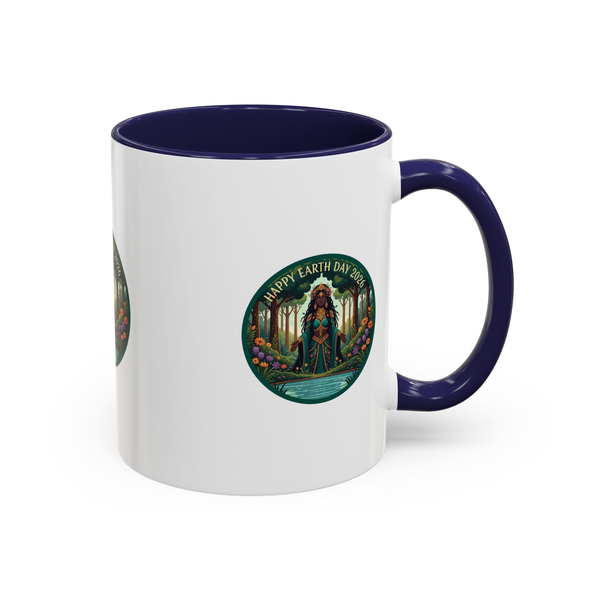 Earth Day Goddess Accent Mug | Floral Forest Illustration