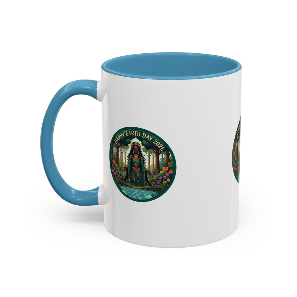 Earth Day Goddess Accent Mug | Floral Forest Illustration