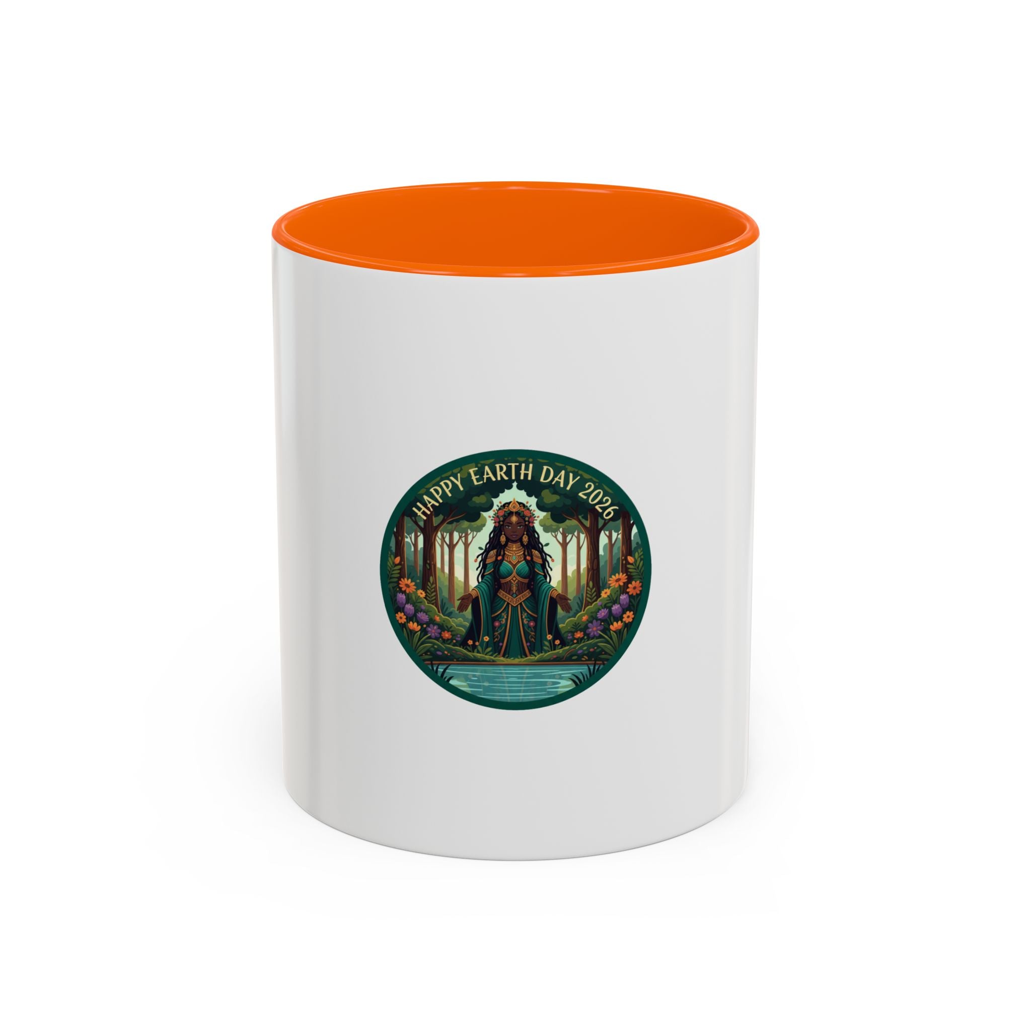 Earth Day Goddess Accent Mug | Floral Forest Illustration