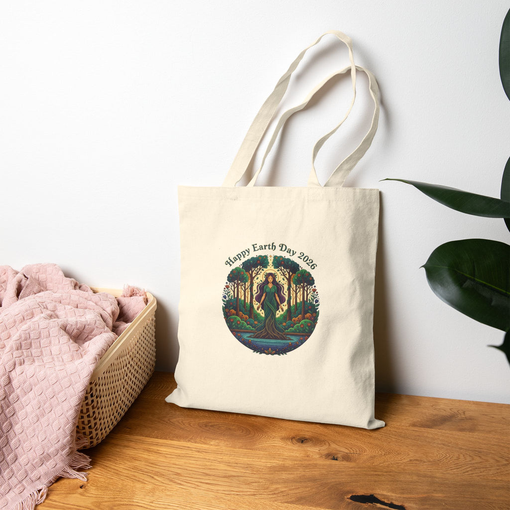 Earth Day 2026 Goddess Illustration Tote Bag | Eco Nature Canvas