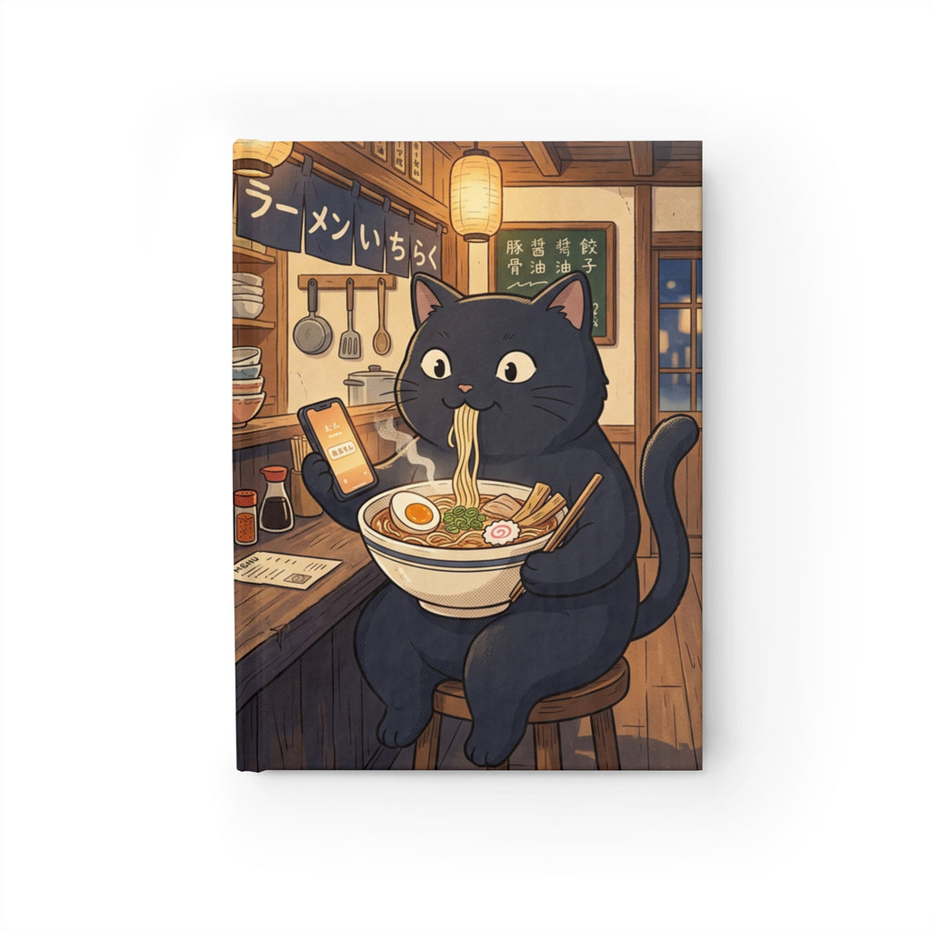 Cat Eating Ramen Journal | Ruled Lined Notebook