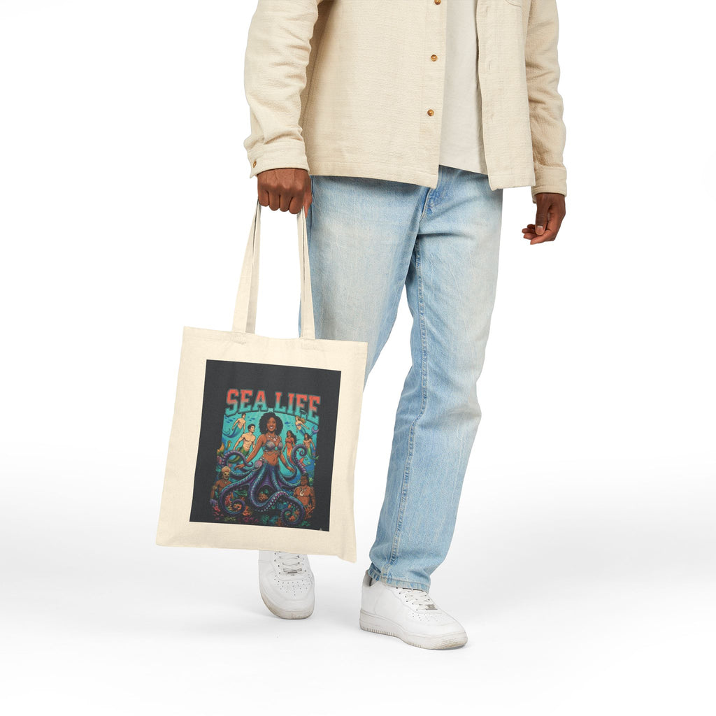 Sea Life Octopus Merfolk Tote Bag | Ocean Illustration Canvas Tote