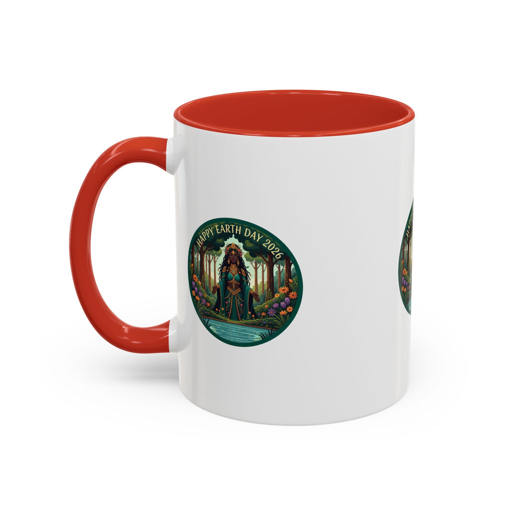 Earth Day Goddess Accent Mug | Floral Forest Illustration