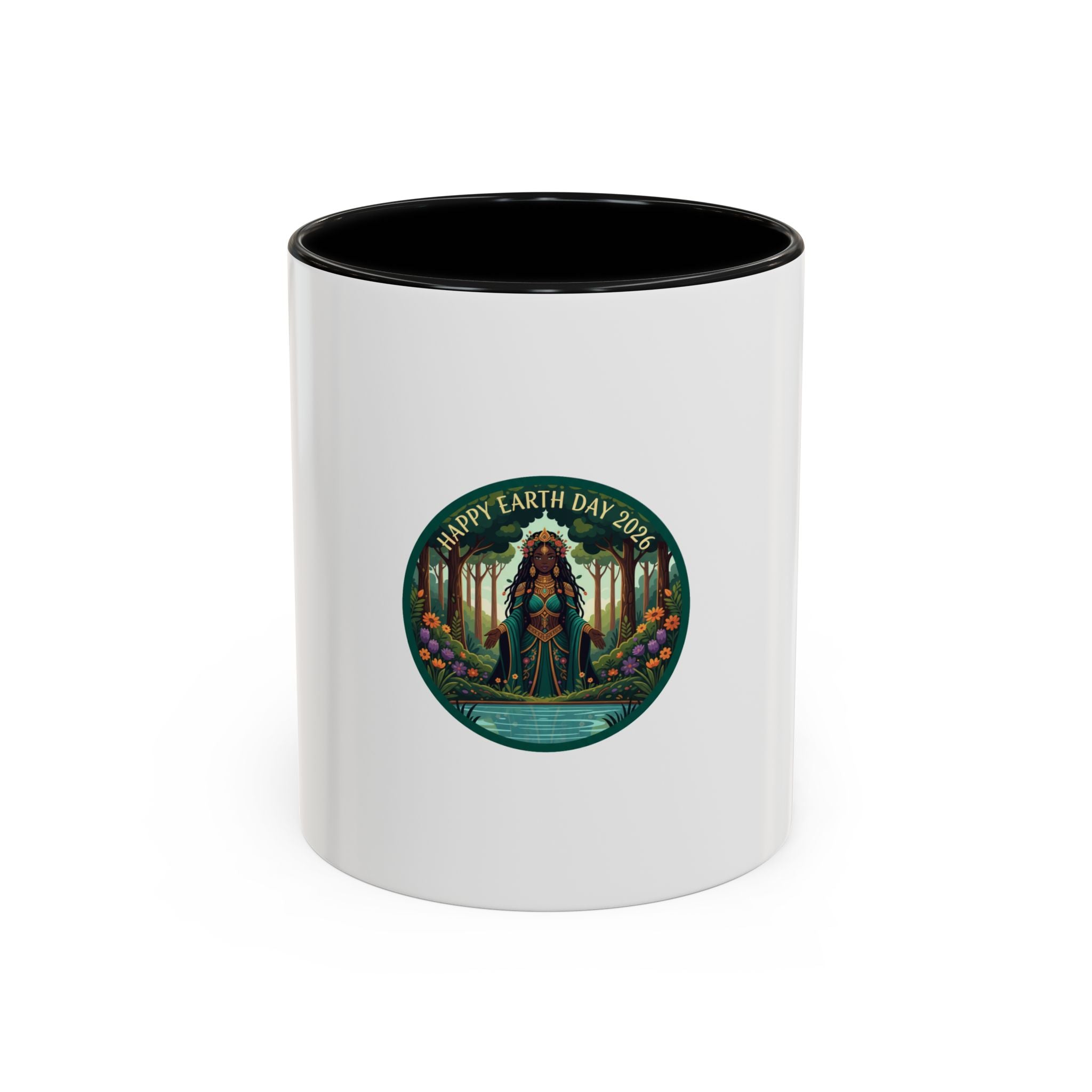 Earth Day Goddess Accent Mug | Floral Forest Illustration