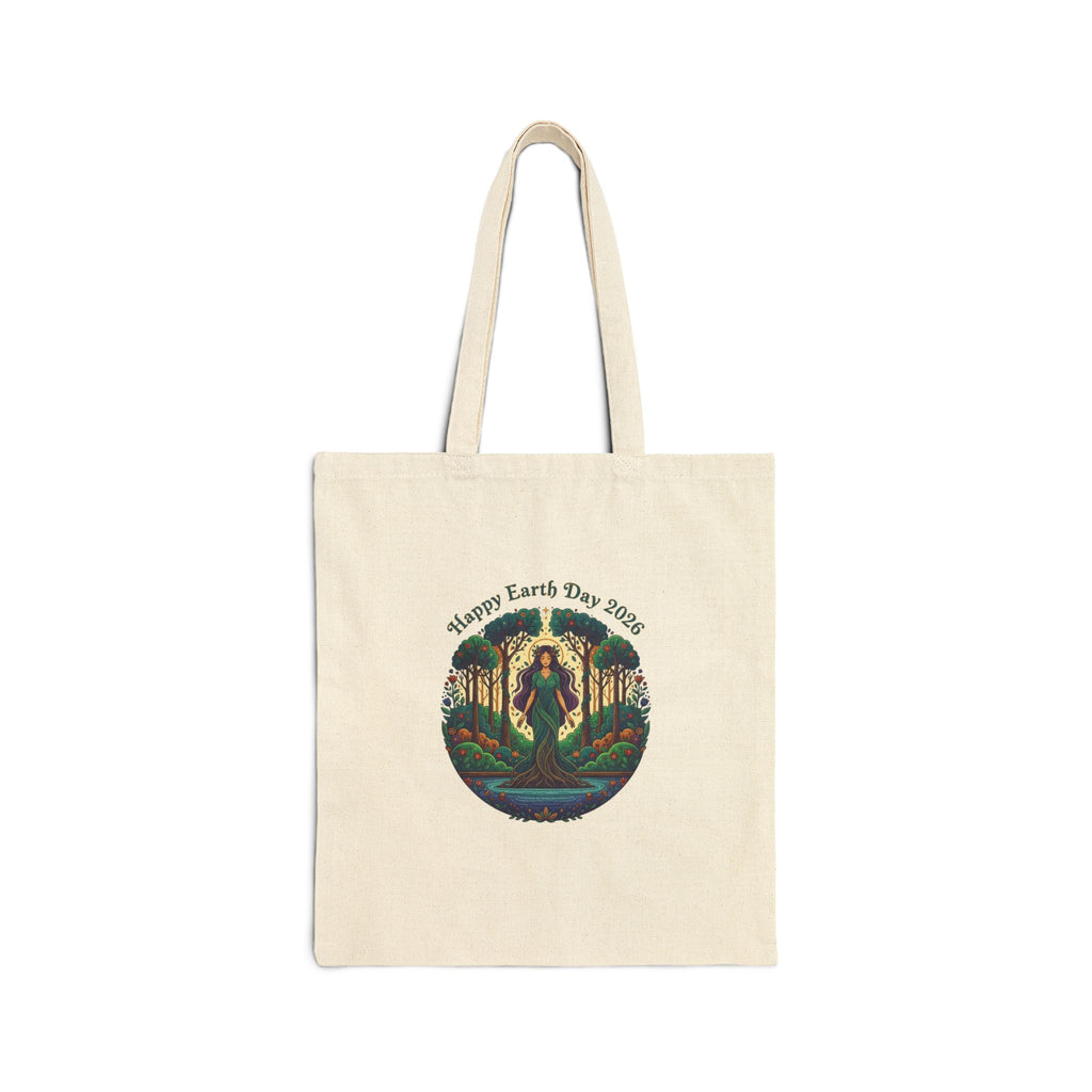 Earth Day 2026 Goddess Illustration Tote Bag | Eco Nature Canvas
