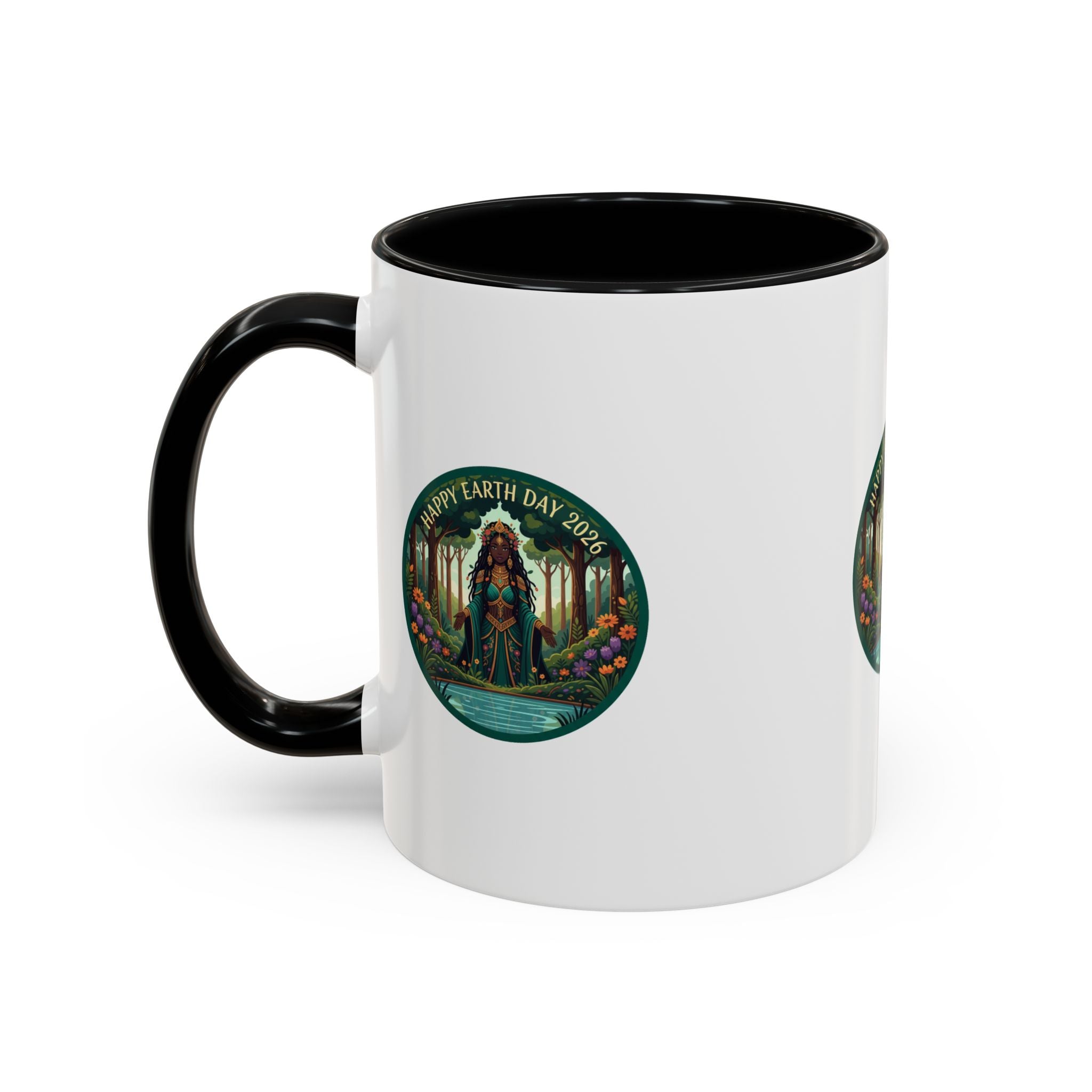 Earth Day Goddess Accent Mug | Floral Forest Illustration