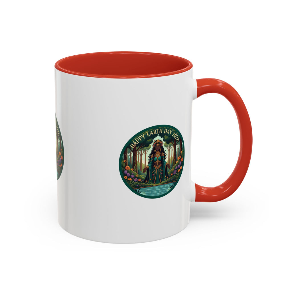 Earth Day Goddess Accent Mug | Floral Forest Illustration