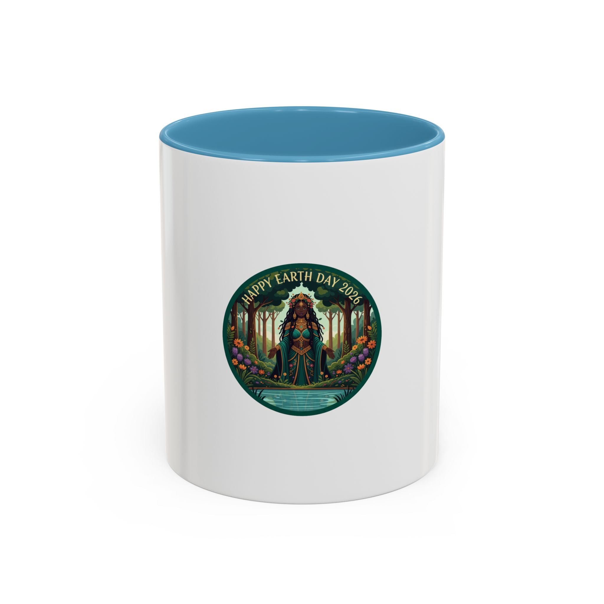 Earth Day Goddess Accent Mug | Floral Forest Illustration