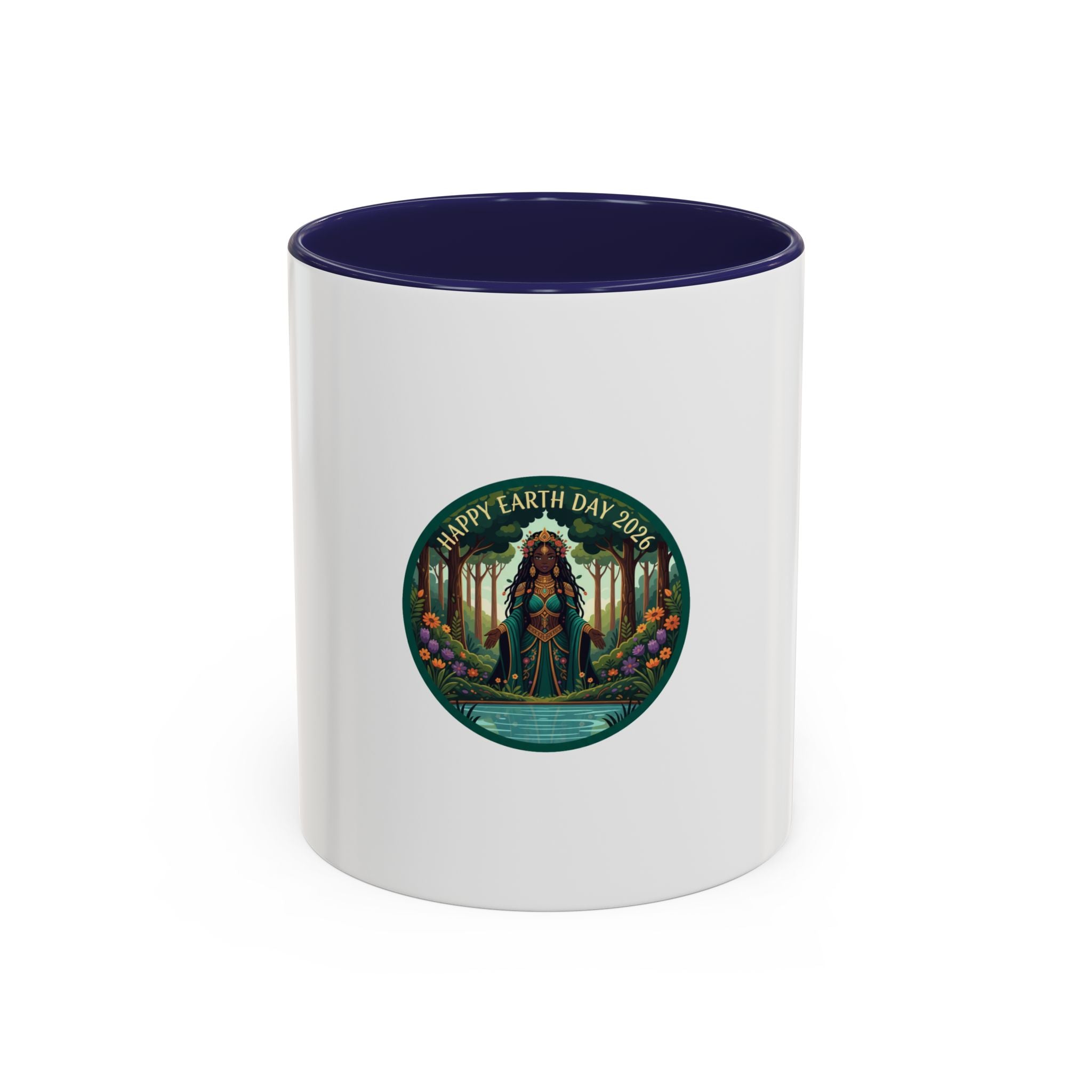 Earth Day Goddess Accent Mug | Floral Forest Illustration