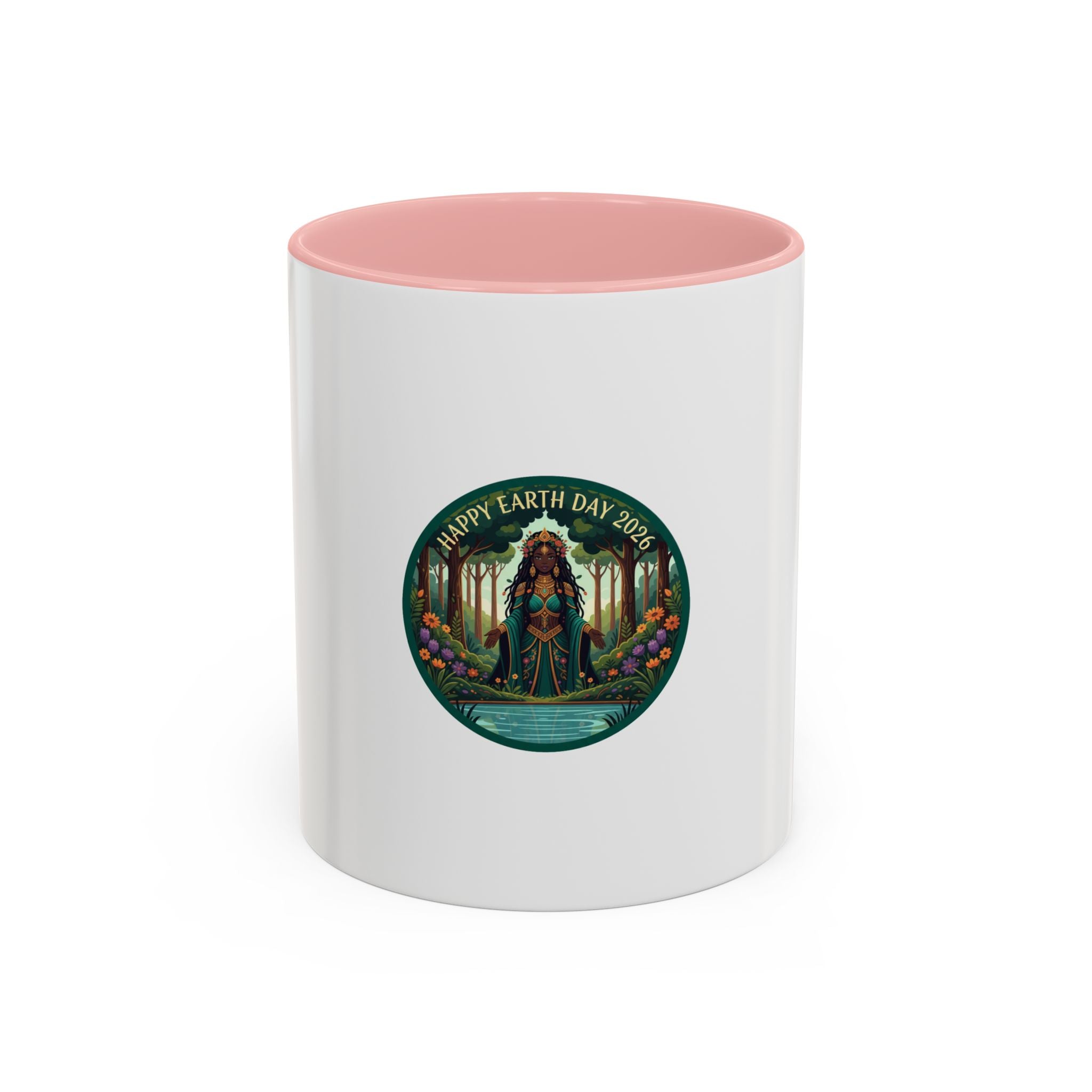 Earth Day Goddess Accent Mug | Floral Forest Illustration