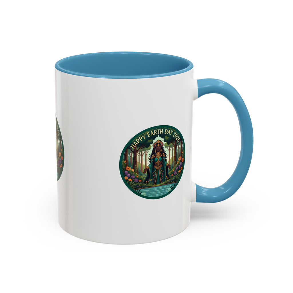 Earth Day Goddess Accent Mug | Floral Forest Illustration