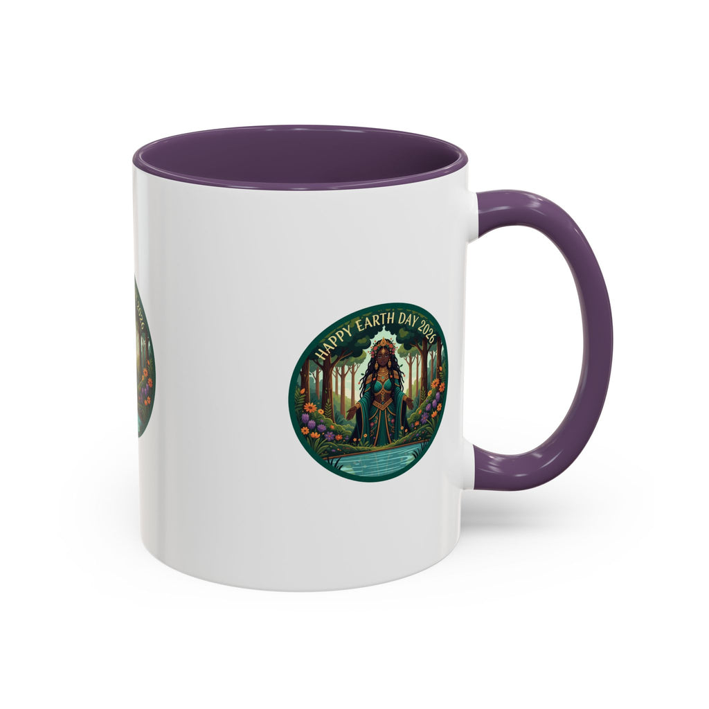 Earth Day Goddess Accent Mug | Floral Forest Illustration