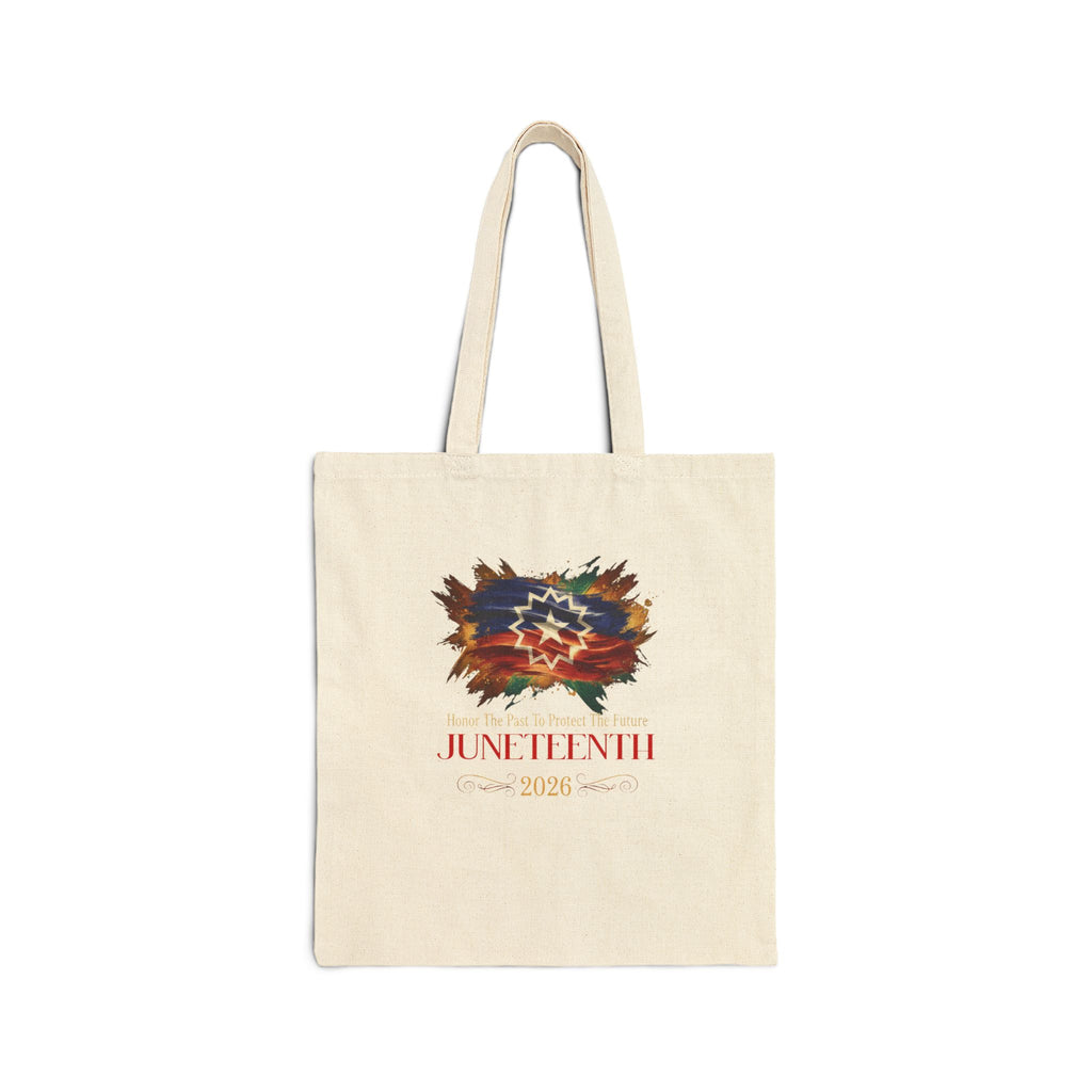 Juneteenth Flag Celebration Cotton Canvas Tote Bag | Juneteenth Tote