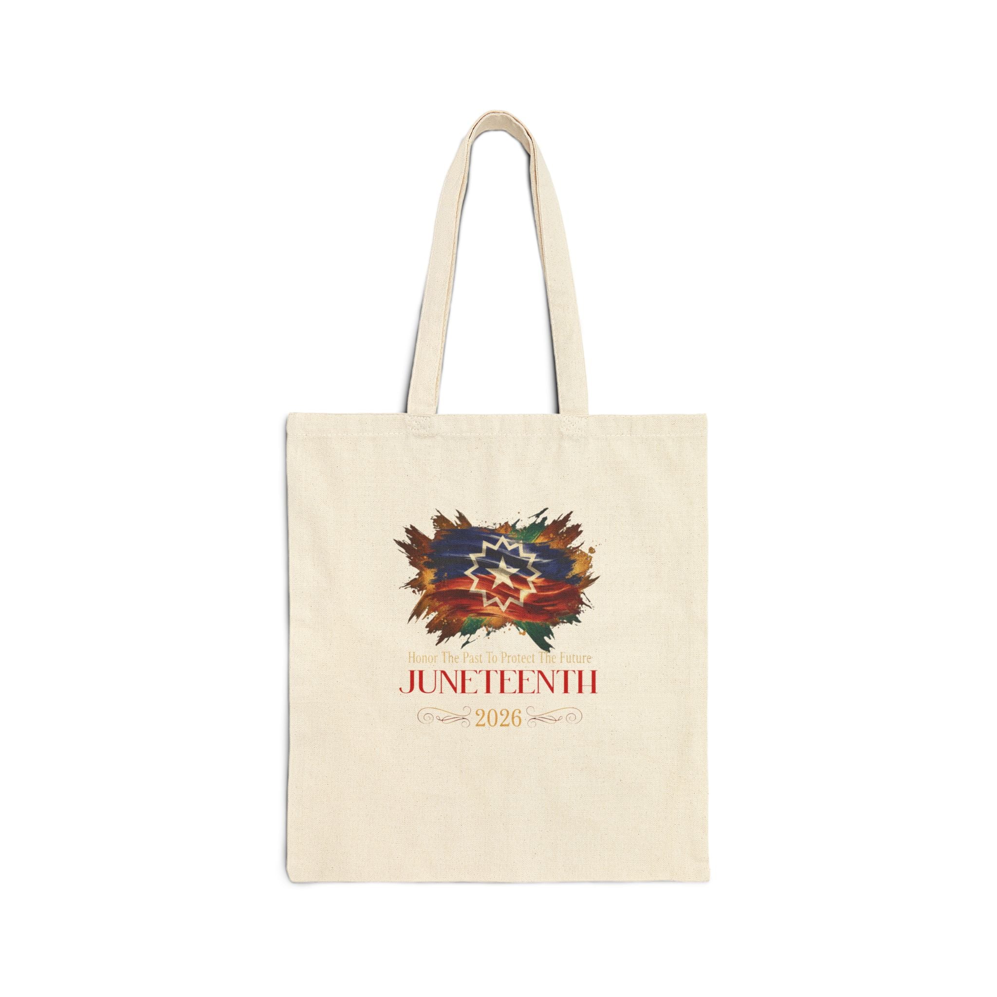 Juneteenth Flag Celebration Cotton Canvas Tote Bag | Juneteenth Tote