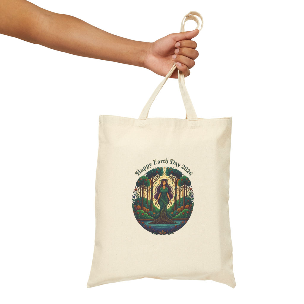 Earth Day 2026 Goddess Illustration Tote Bag | Eco Nature Canvas