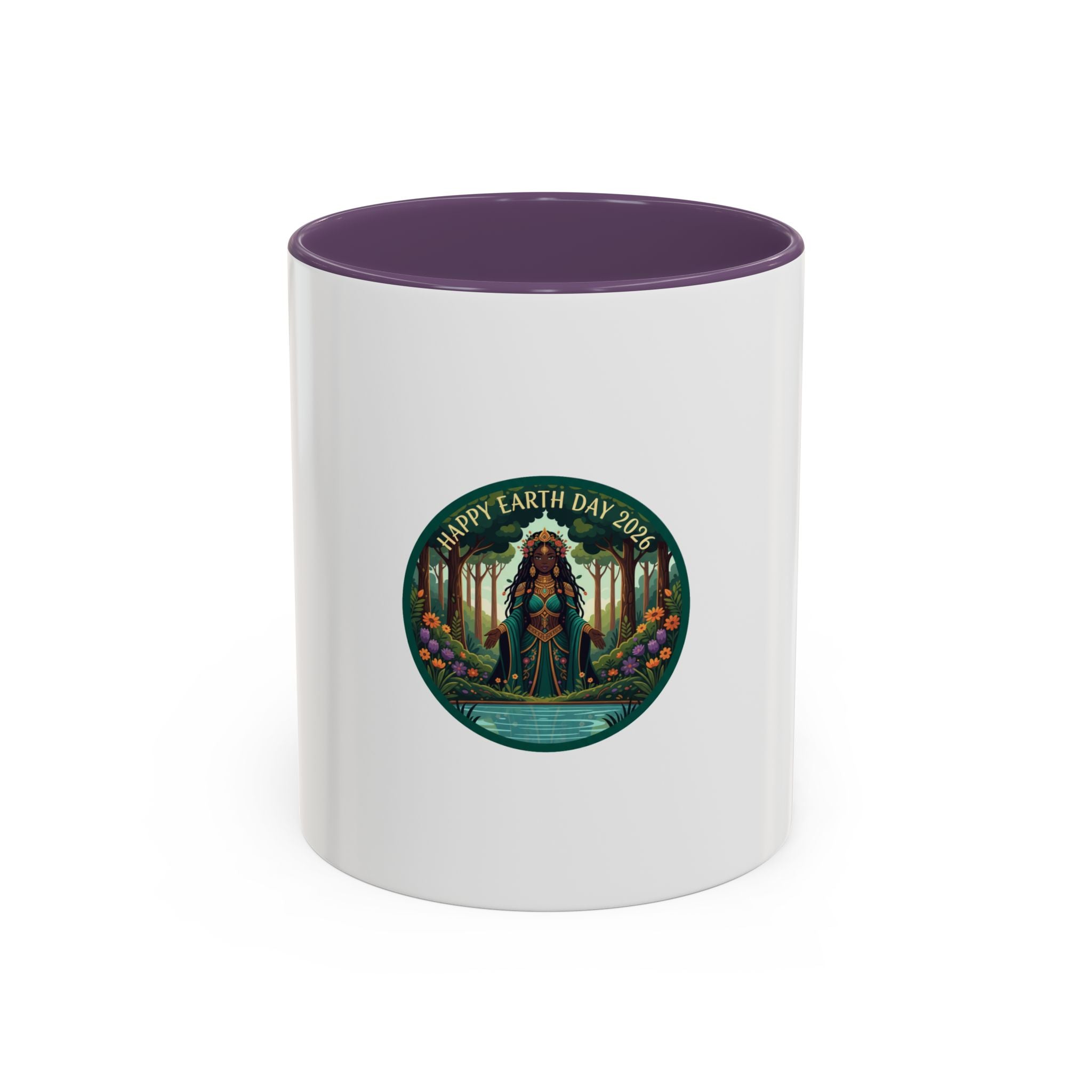 Earth Day Goddess Accent Mug | Floral Forest Illustration