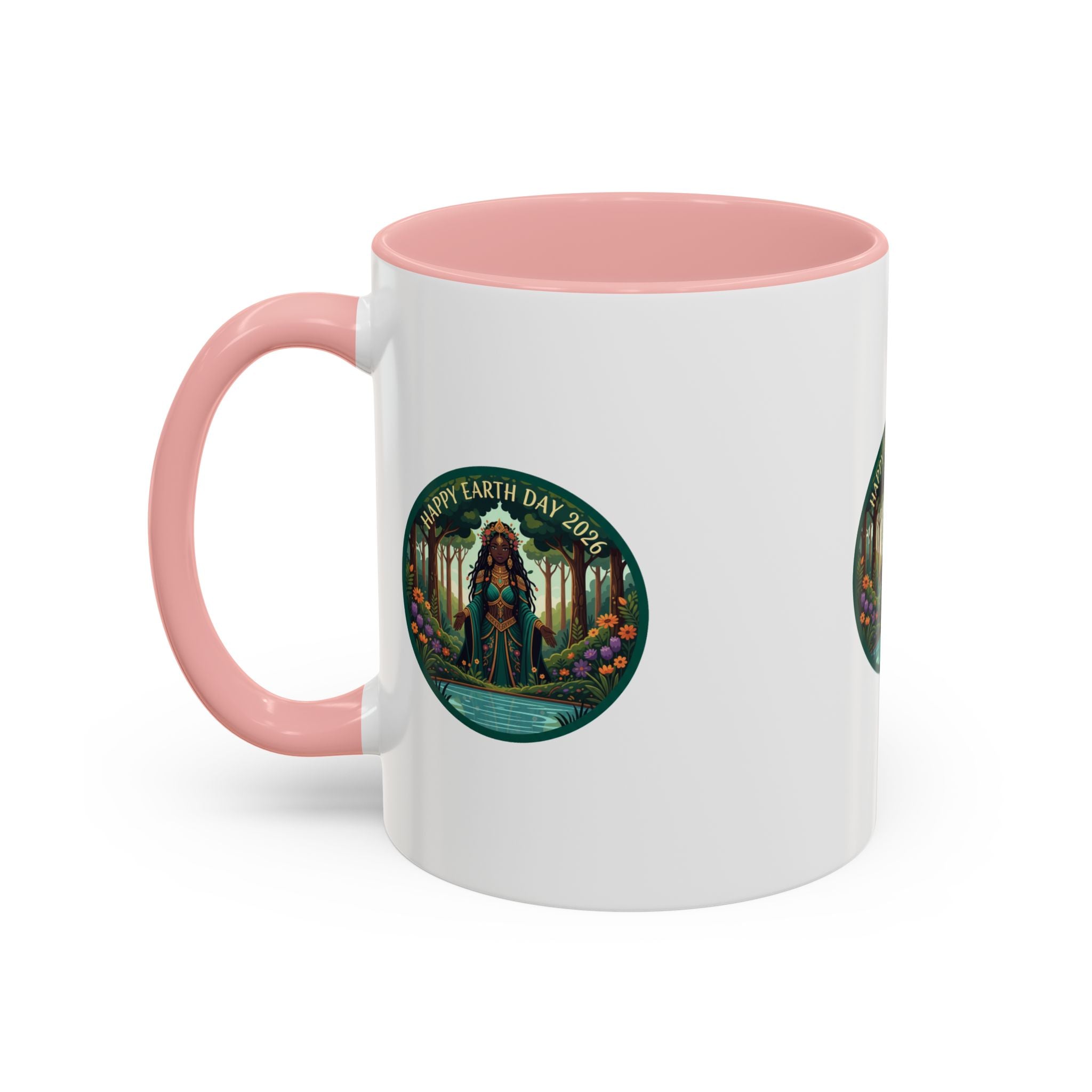 Earth Day Goddess Accent Mug | Floral Forest Illustration